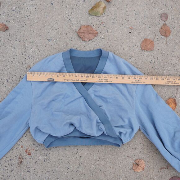 NWT NAP Loungewear Wrap Crop Top Baby Blue Tencel Blend Athleisure - Picture 9 of 12